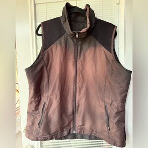 Brown and Black Sleeveless Zip-Up Vest